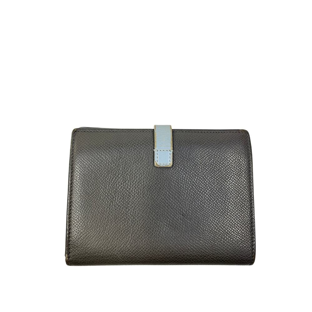 Celine Vintage Wallet Gray Leather Snap Strap Medium Wallet Blue Interior Italy - Picture 4 of 16